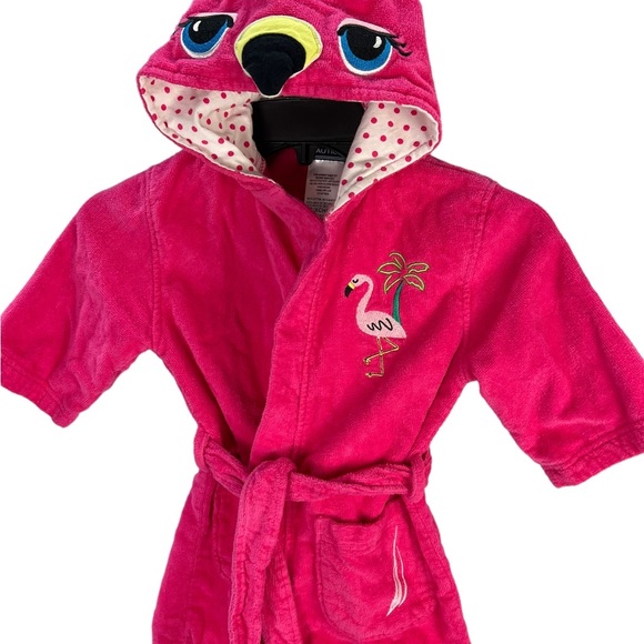 Nautica Terry Cloth Hooded Robe Swim Coverup Neon Pink Flamingo youth size XS - Picture 5 of 10